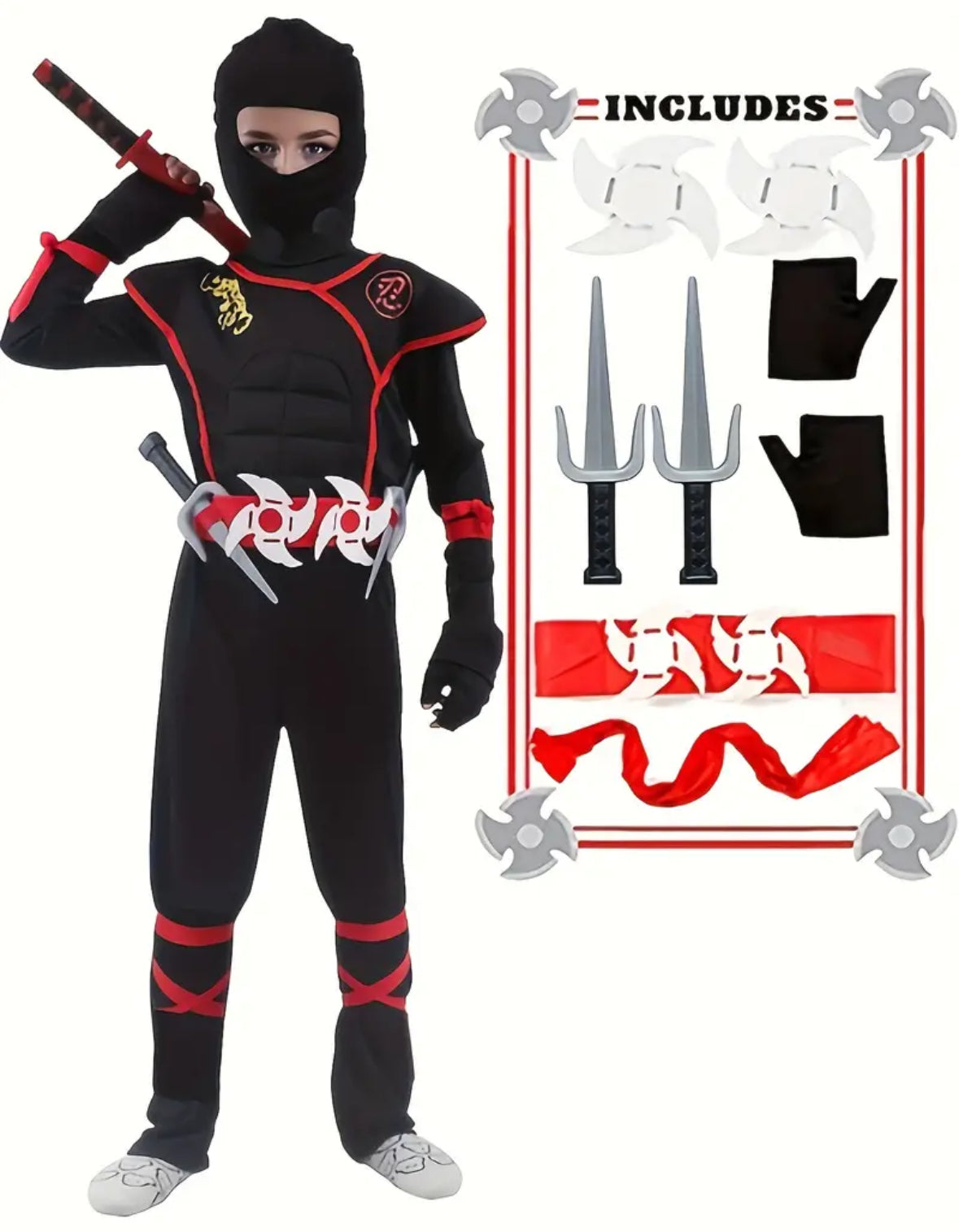 Costume black ninja for Halloween or every day play