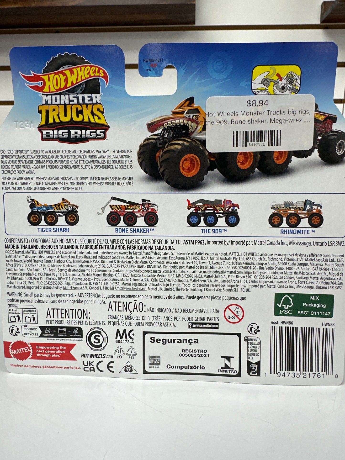 Hot Wheels Monster Trucks Big Rigs ( Tiger Shark )