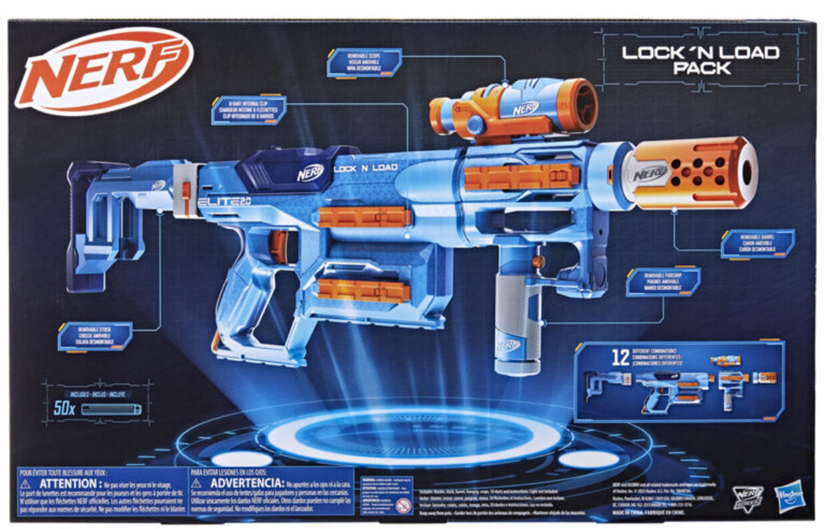 Nerf Elite lock and Load 2.0 50 foam blasters